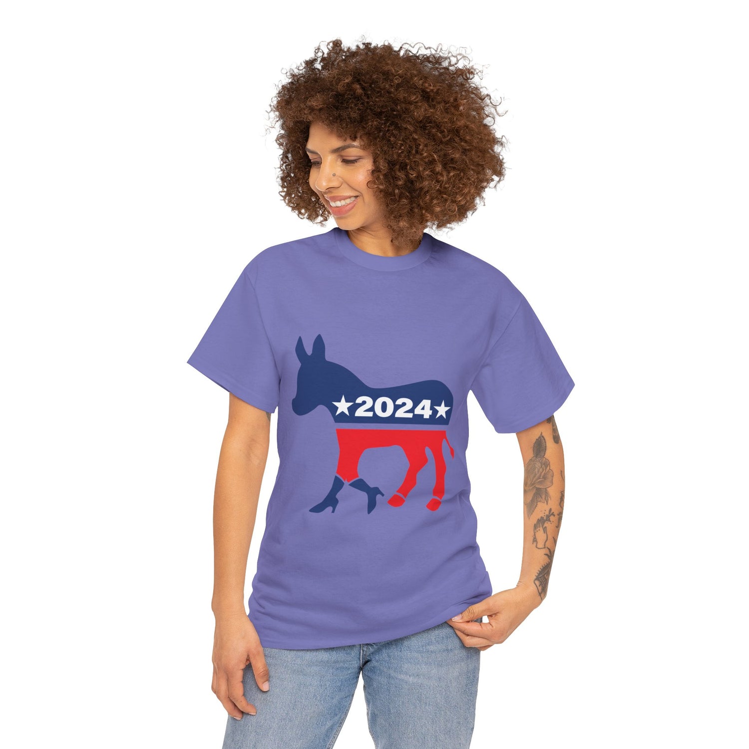 Unisex Heavy Cotton Tee, Harris Walz, Trump, T-shirt, 2 Campaign LOGOS