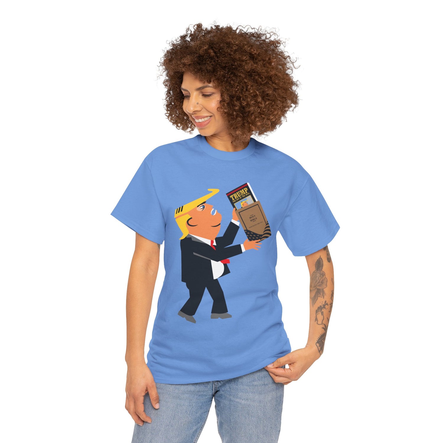 Unisex Heavy Cotton Tee, Harris Walz, Trump, T-shirt, Trump Bible