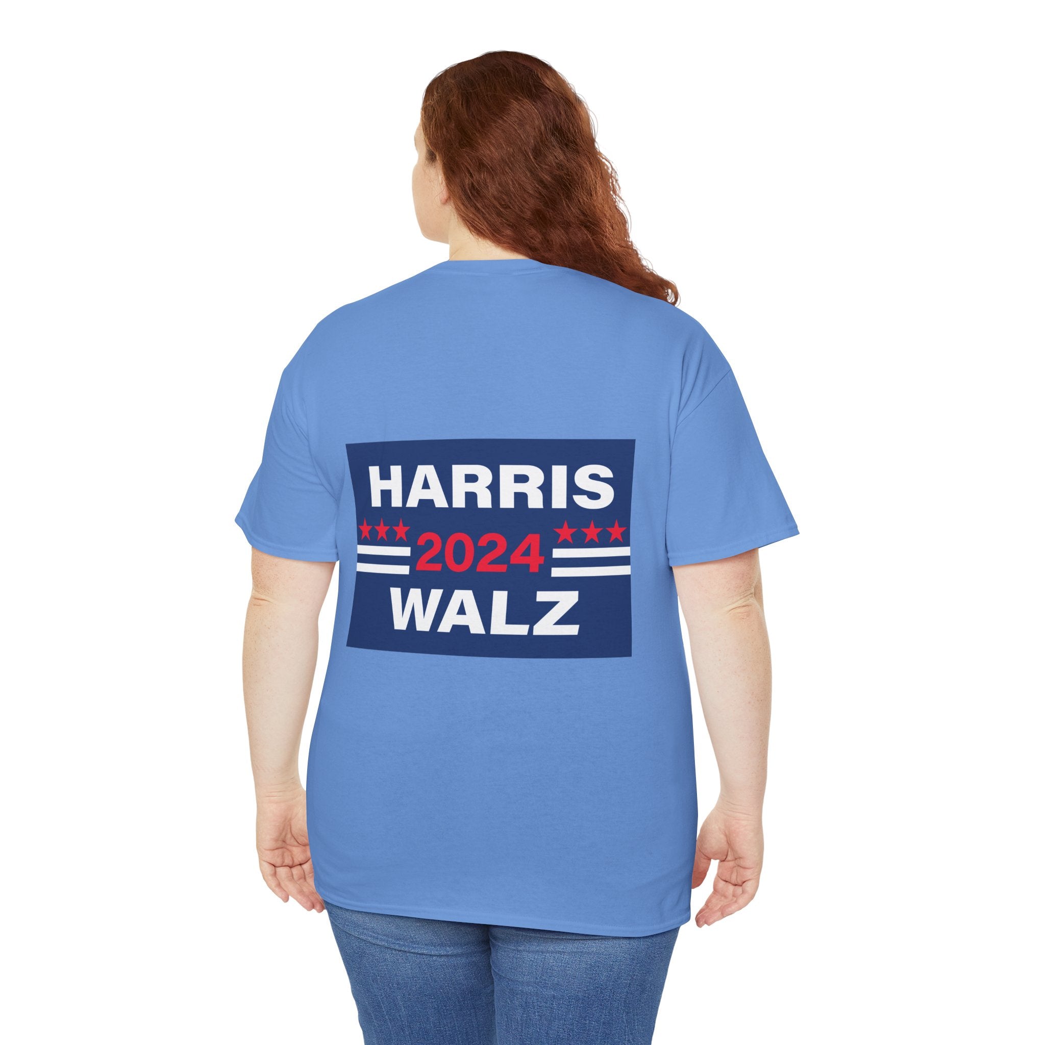 Unisex Heavy Cotton Tee, Harris Walz, Trump, T-shirt, F*ck The Donald