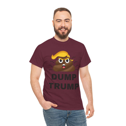 Unisex Heavy Cotton Tee, Harris Walz, Trump, T-shirt, Dump Trump emoji