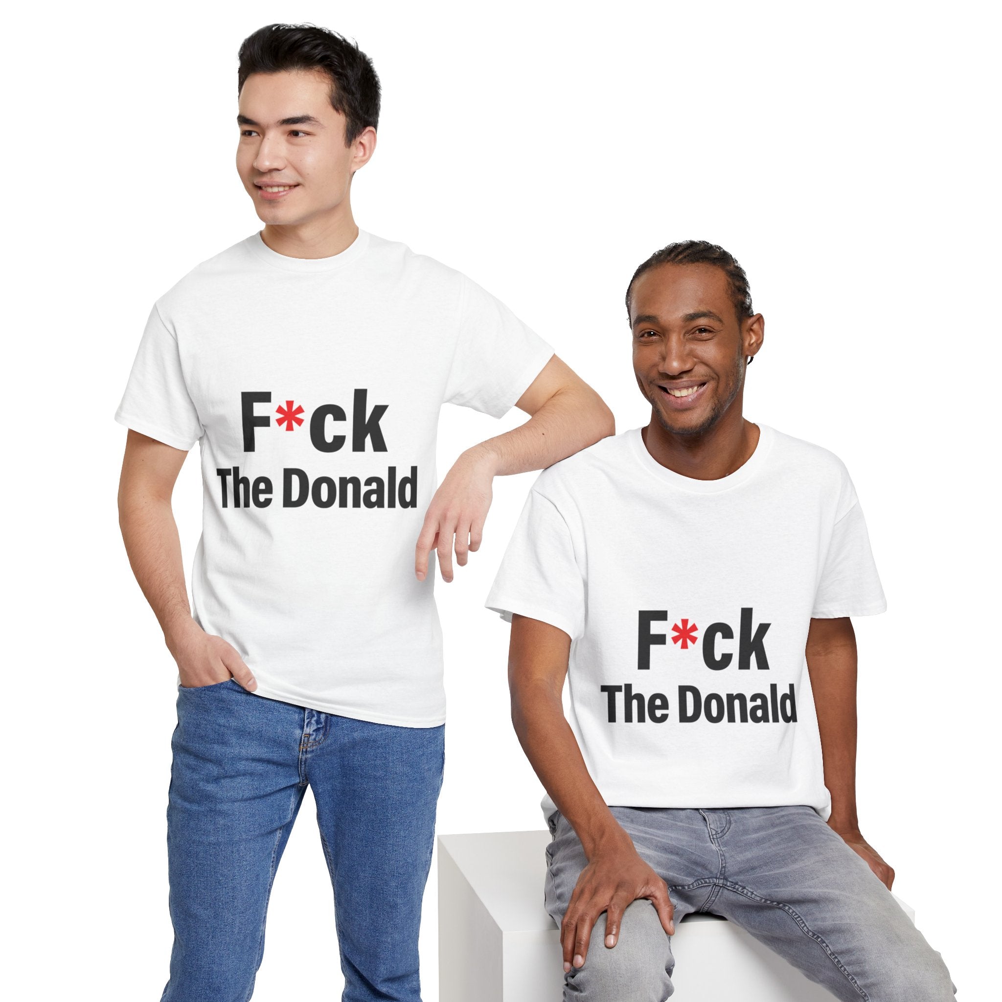 Unisex Heavy Cotton Tee, Harris Walz, Trump, T-shirt, F*ck The Donald