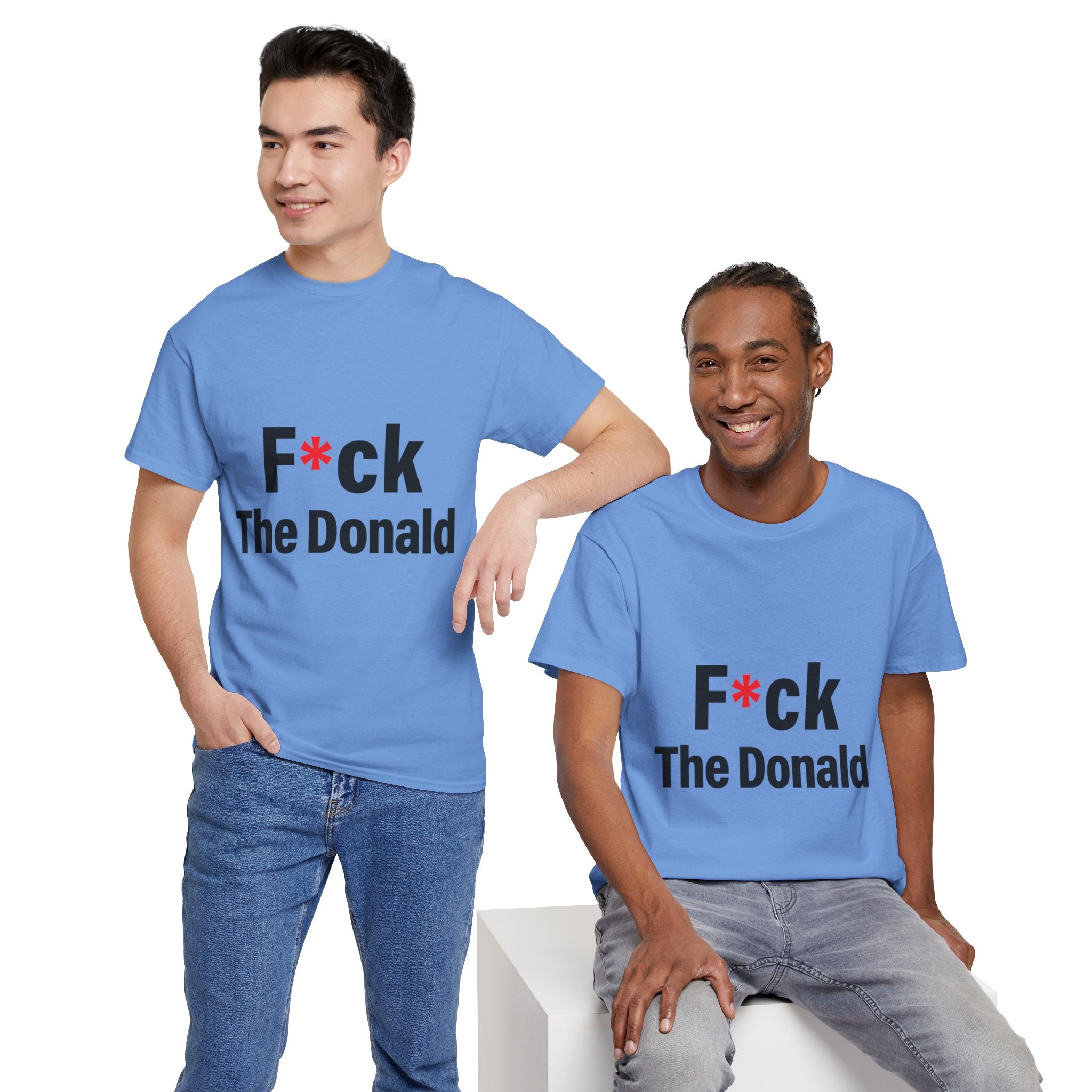 Unisex Heavy Cotton Tee, Harris Walz, Trump, T-shirt, F*ck The Donald