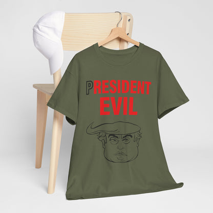 Unisex Heavy Cotton Tee, Harris Walz, Trump, T-shirt, President Evil