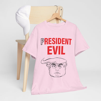 Unisex Heavy Cotton Tee, Harris Walz, Trump, T-shirt, President Evil