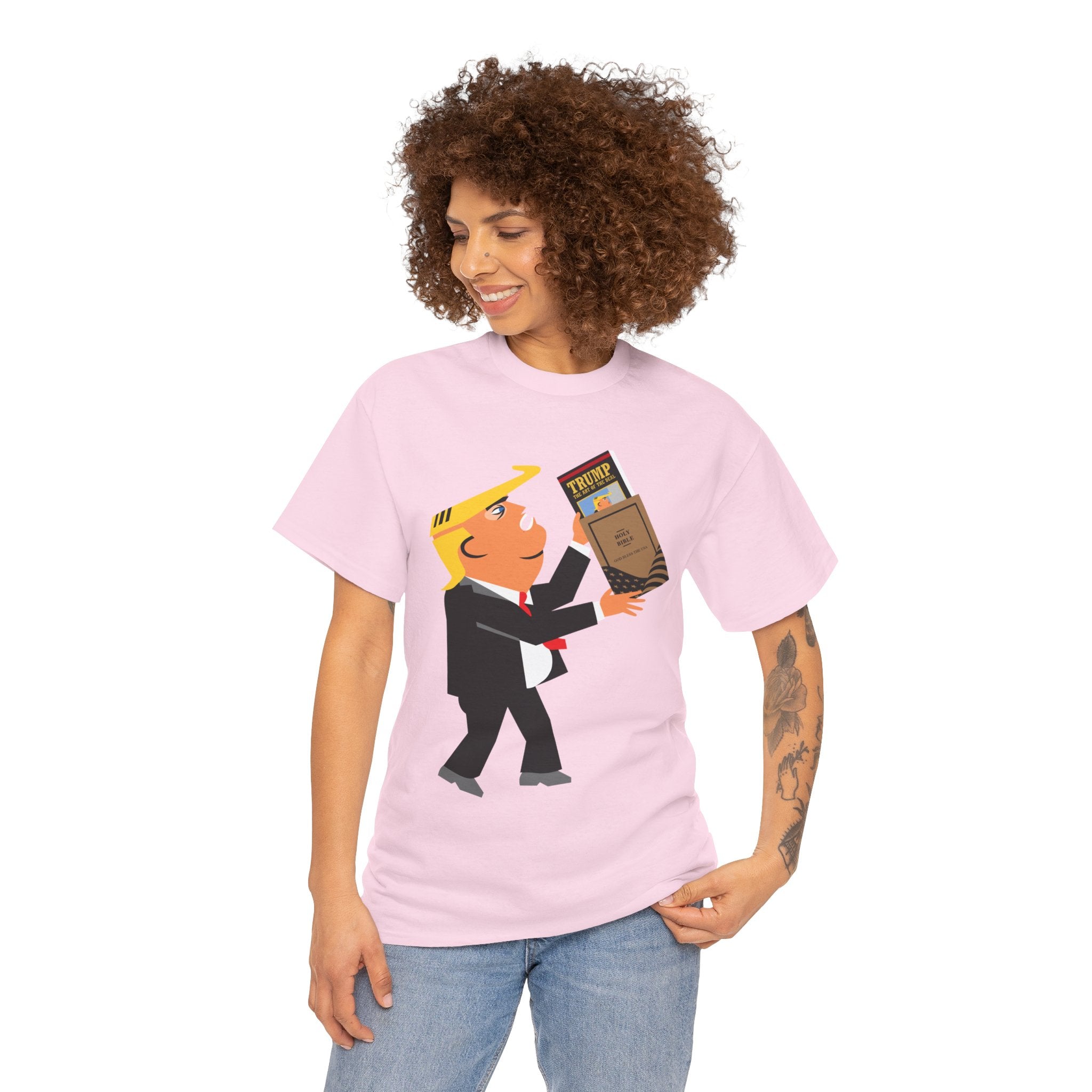 Unisex Heavy Cotton Tee, Harris Walz, Trump, T-shirt, Trump Bible