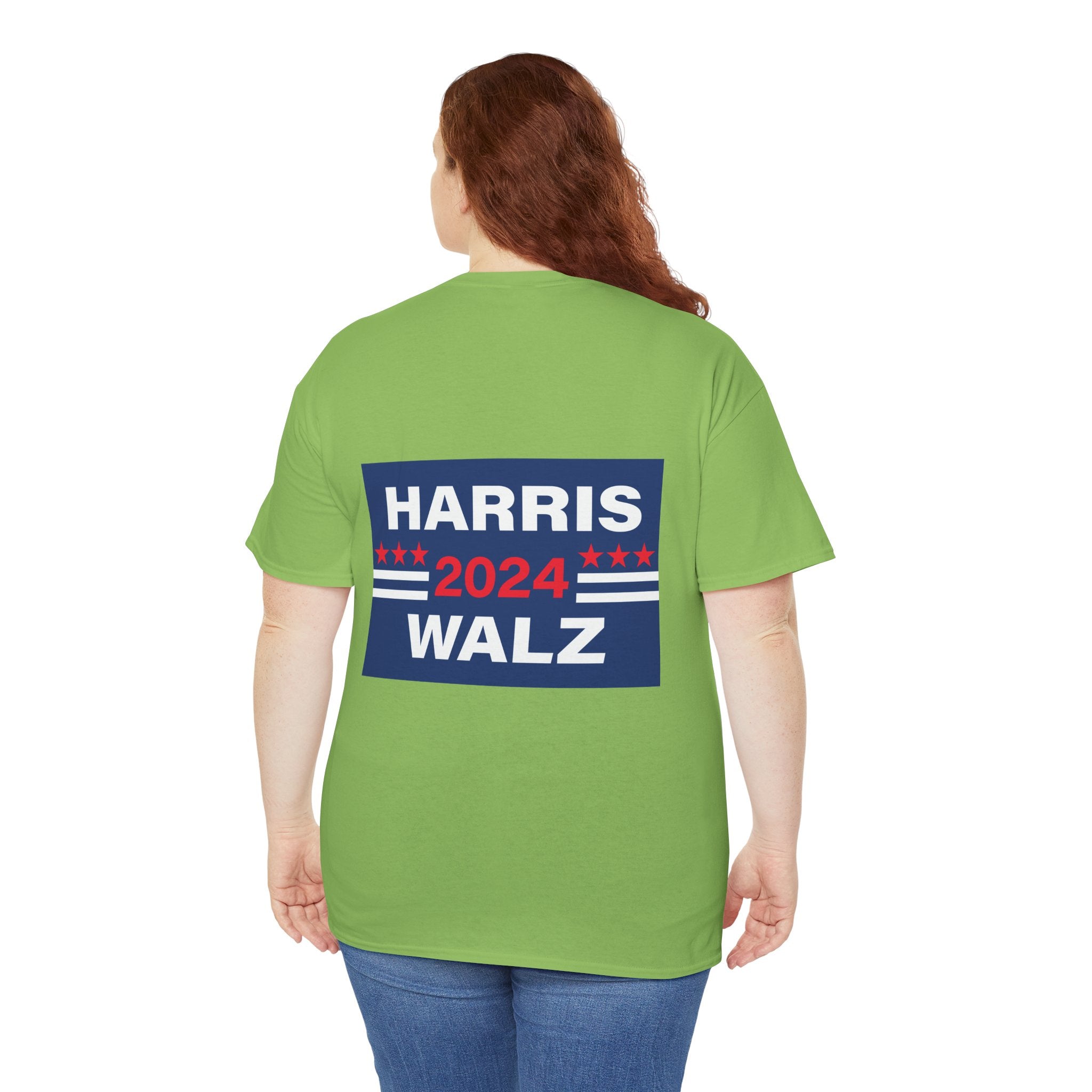 Unisex Heavy Cotton Tee, Harris Walz, Trump, Donkey with boots