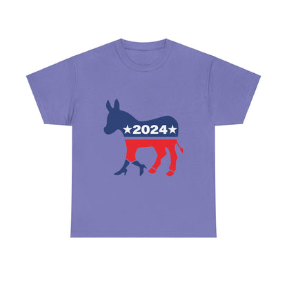 Unisex Heavy Cotton Tee, Harris Walz, Trump, T-shirt, 2 Campaign LOGOS