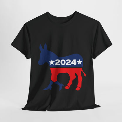 Unisex Heavy Cotton Tee, Harris Walz, Trump, T-shirt, 2 Campaign LOGOS