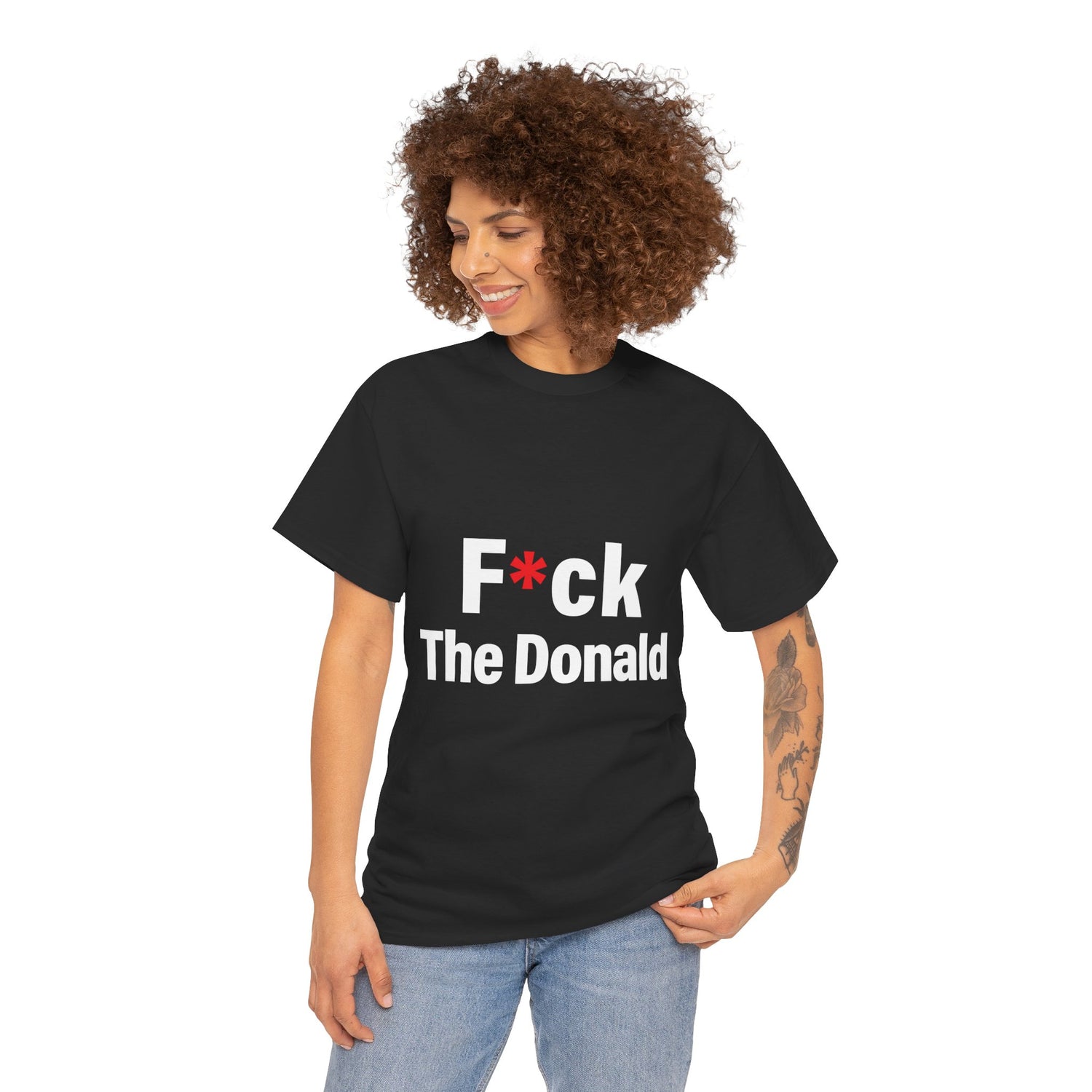 Unisex Heavy Cotton Tee, Harris Walz, Trump, T-shirt, F*ck The Donald