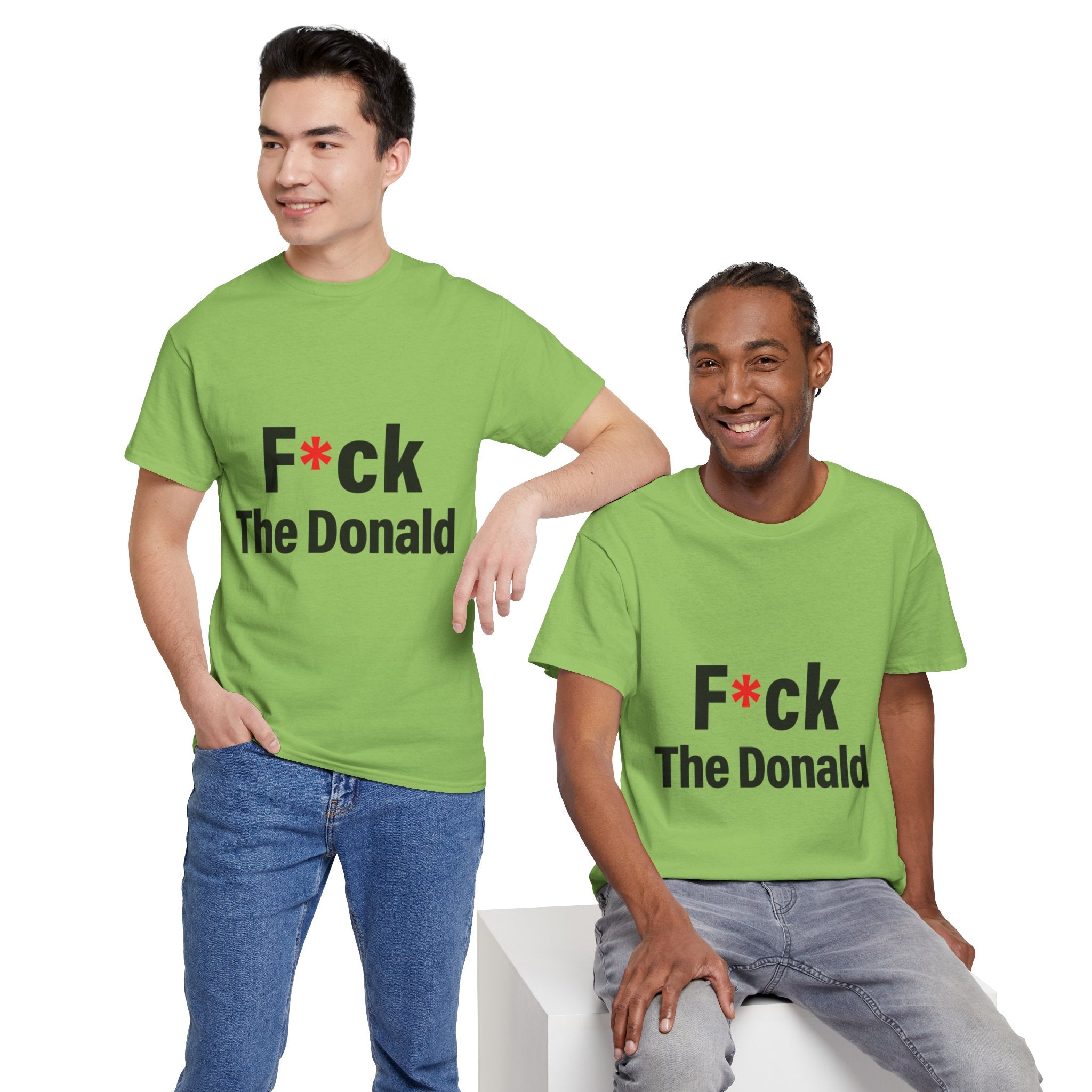 Unisex Heavy Cotton Tee, Harris Walz, Trump, T-shirt, F*ck The Donald