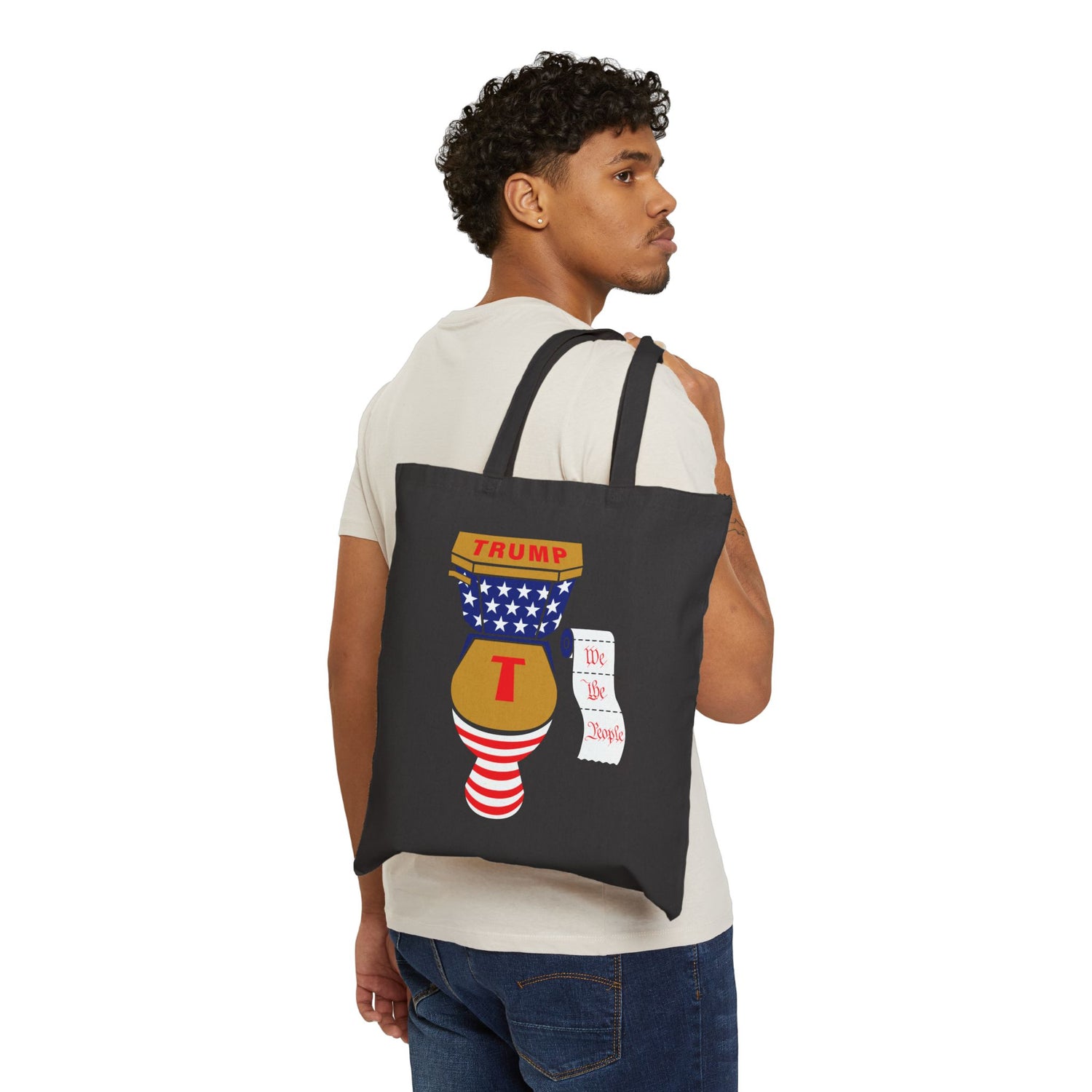 Cotton Canvas Tote Bag - Trump in the Toilet