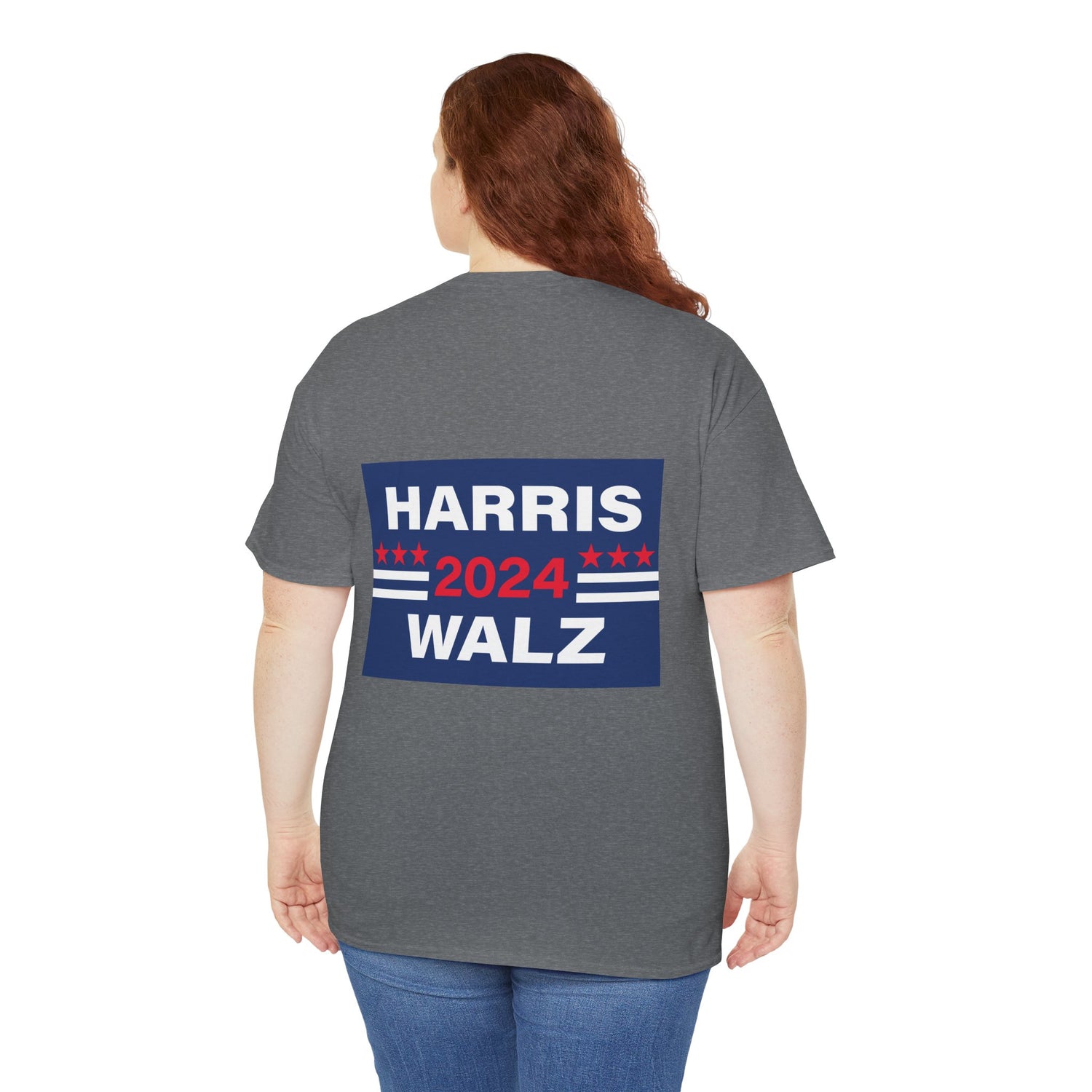 Unisex Heavy Cotton Tee, Harris Walz, Trump, T-shirt, Dump Trump emoji