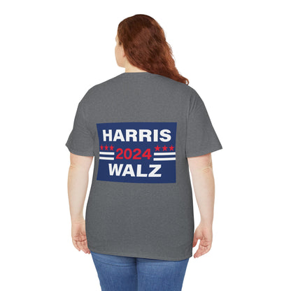 Unisex Heavy Cotton Tee, Harris Walz, Trump, T-shirt, Dump Trump emoji