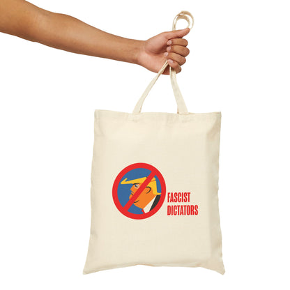 Cotton Canvas Tote Bag - No Fascist Dictators Reverse Peace Sign