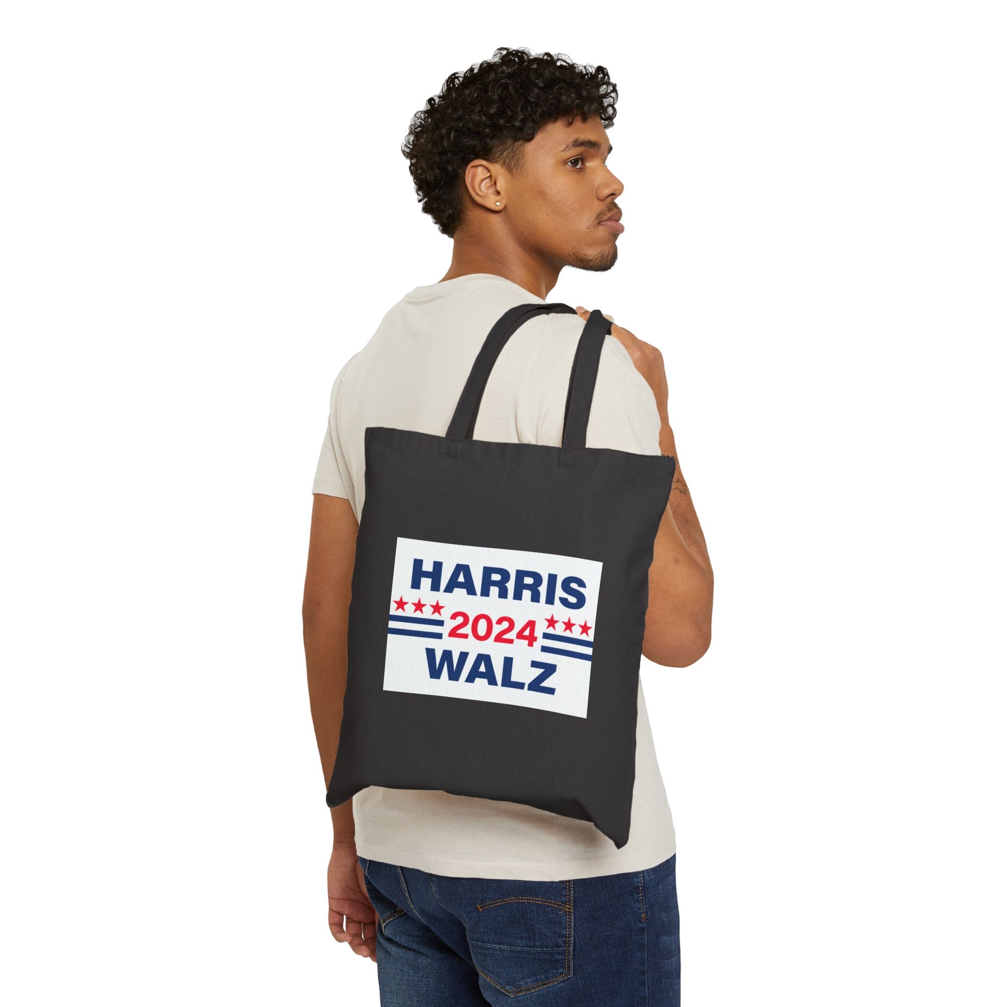 Cotton Canvas Tote Bag, Harris Walz, Trump, Booted Donkey