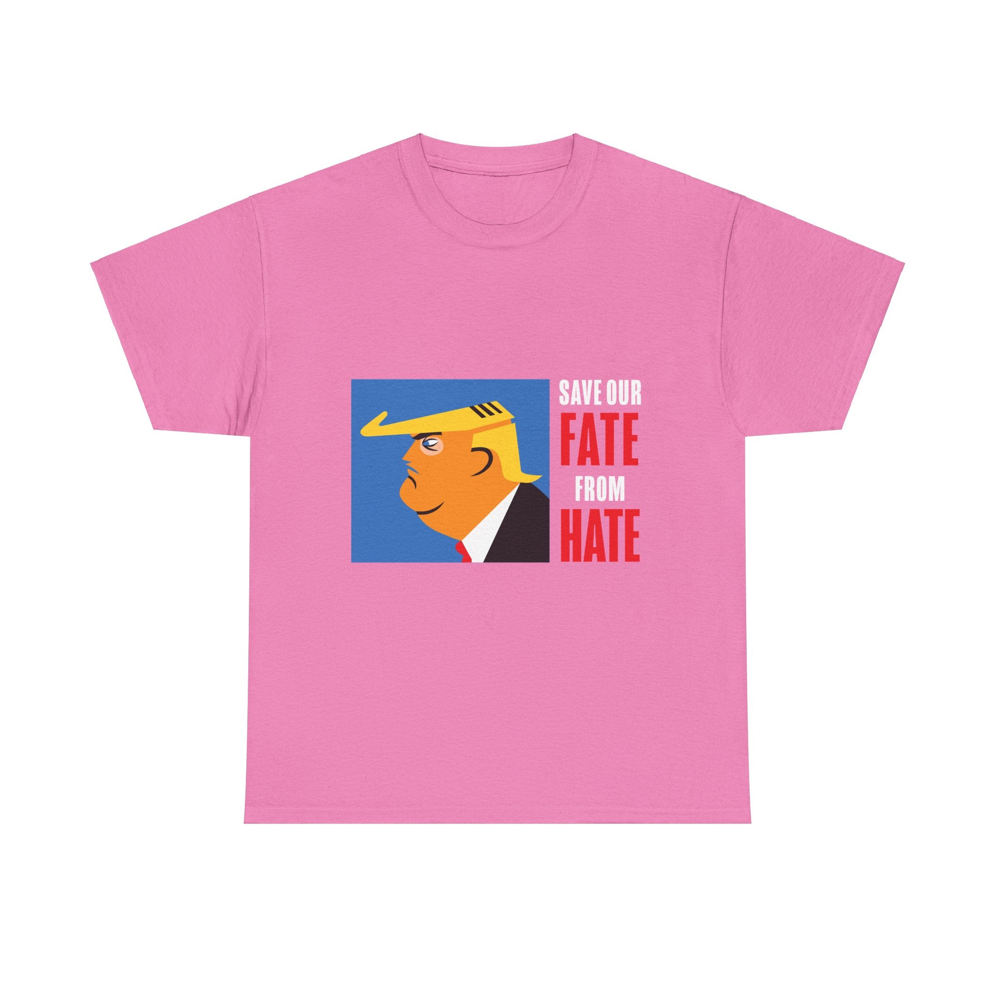 Unisex Heavy Cotton Tee, Harris Walz, Trump, T-shirt, Trump Save Our Fate from Hate