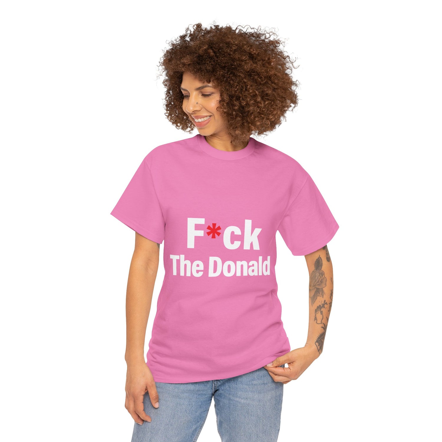 Unisex Heavy Cotton Tee, Harris Walz, Trump, T-shirt, F*ck The Donald