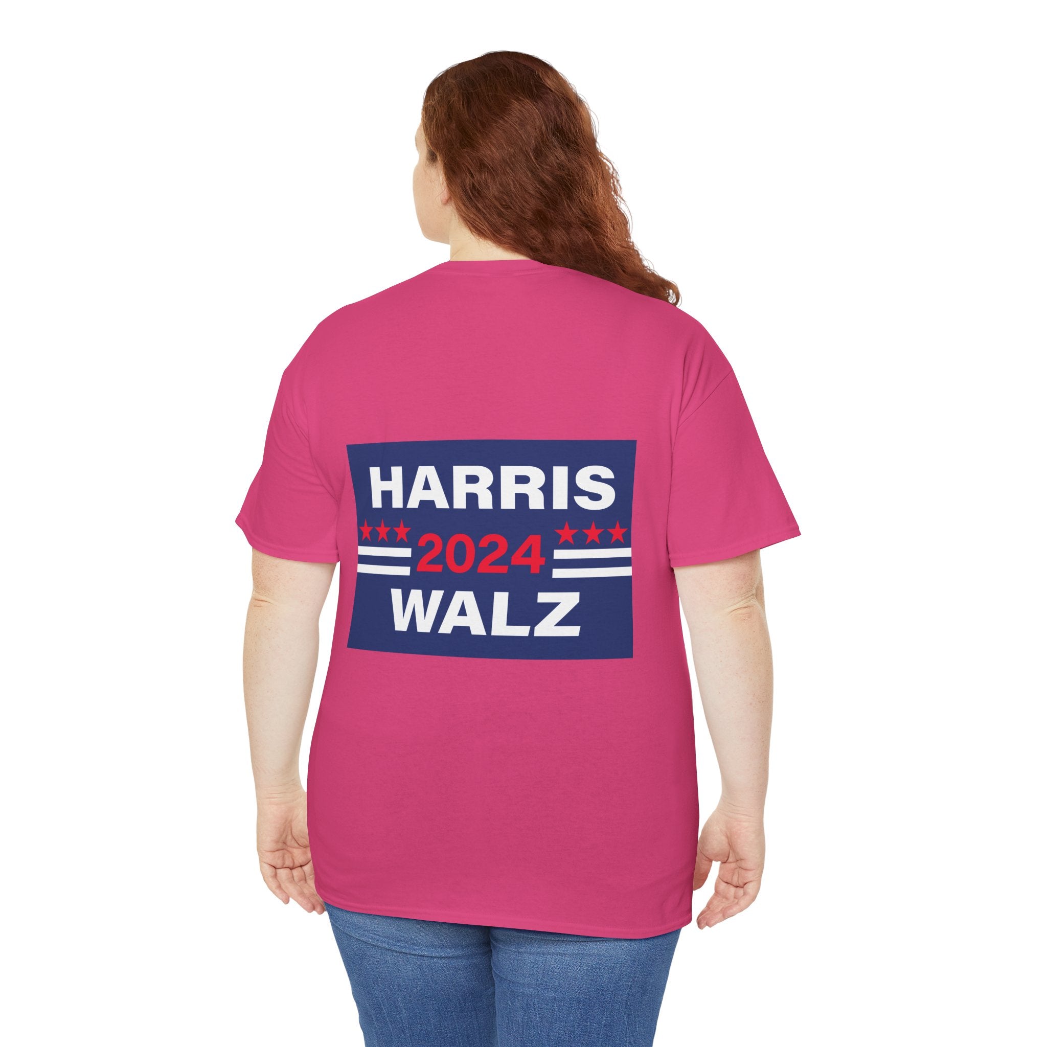 Unisex Heavy Cotton Tee, Harris Walz, Trump, T-shirt, No Wannabe Fascist Dictator