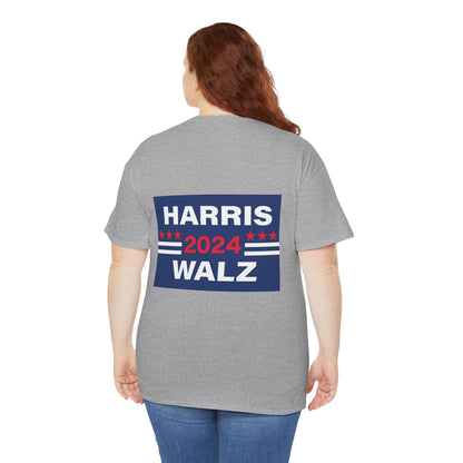 Unisex Heavy Cotton Tee, Harris Walz, Trump, Donkey with boots