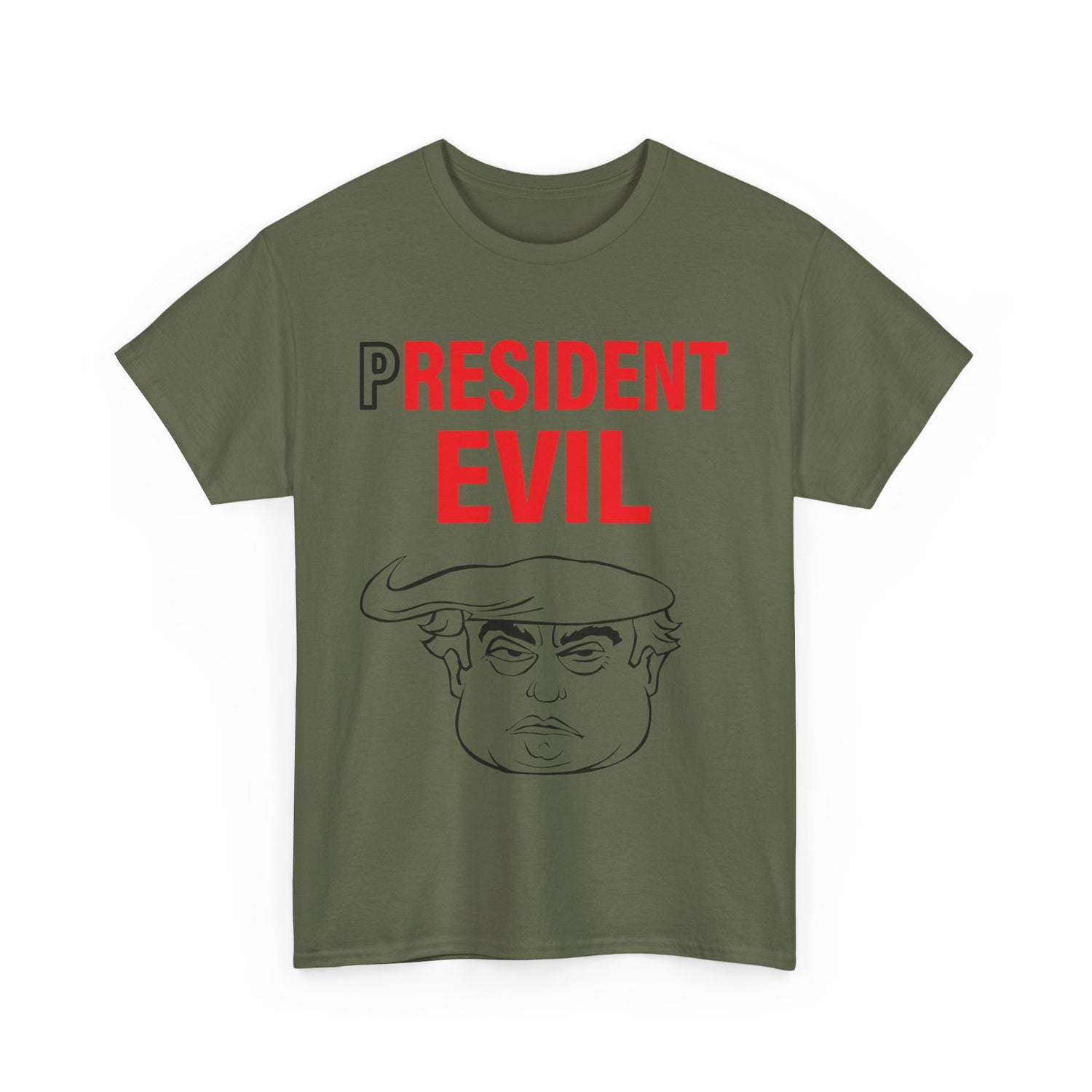 Unisex Heavy Cotton Tee, Harris Walz, President Evil, Trump