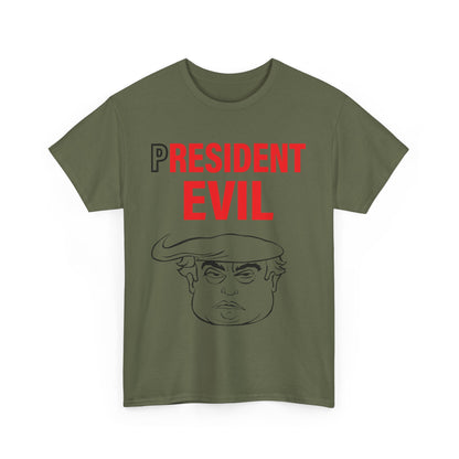 Unisex Heavy Cotton Tee, Harris Walz, President Evil, Trump