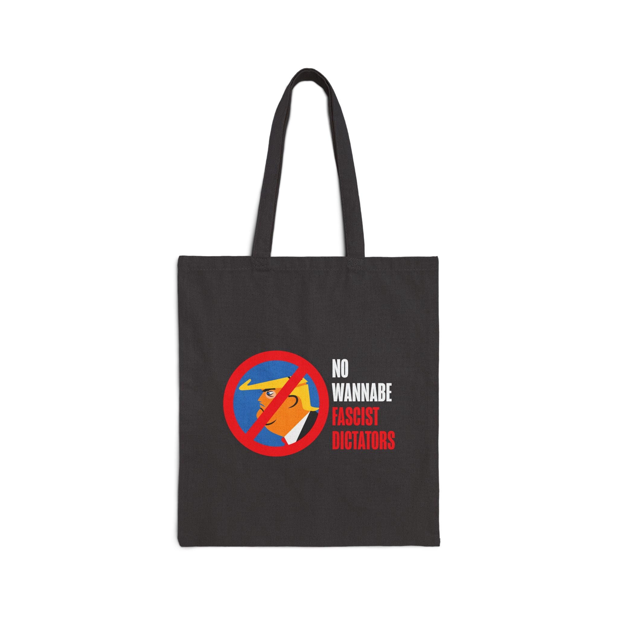 Cotton Canvas Tote Bag - No Fascist Dictators Reverse Peace Sign