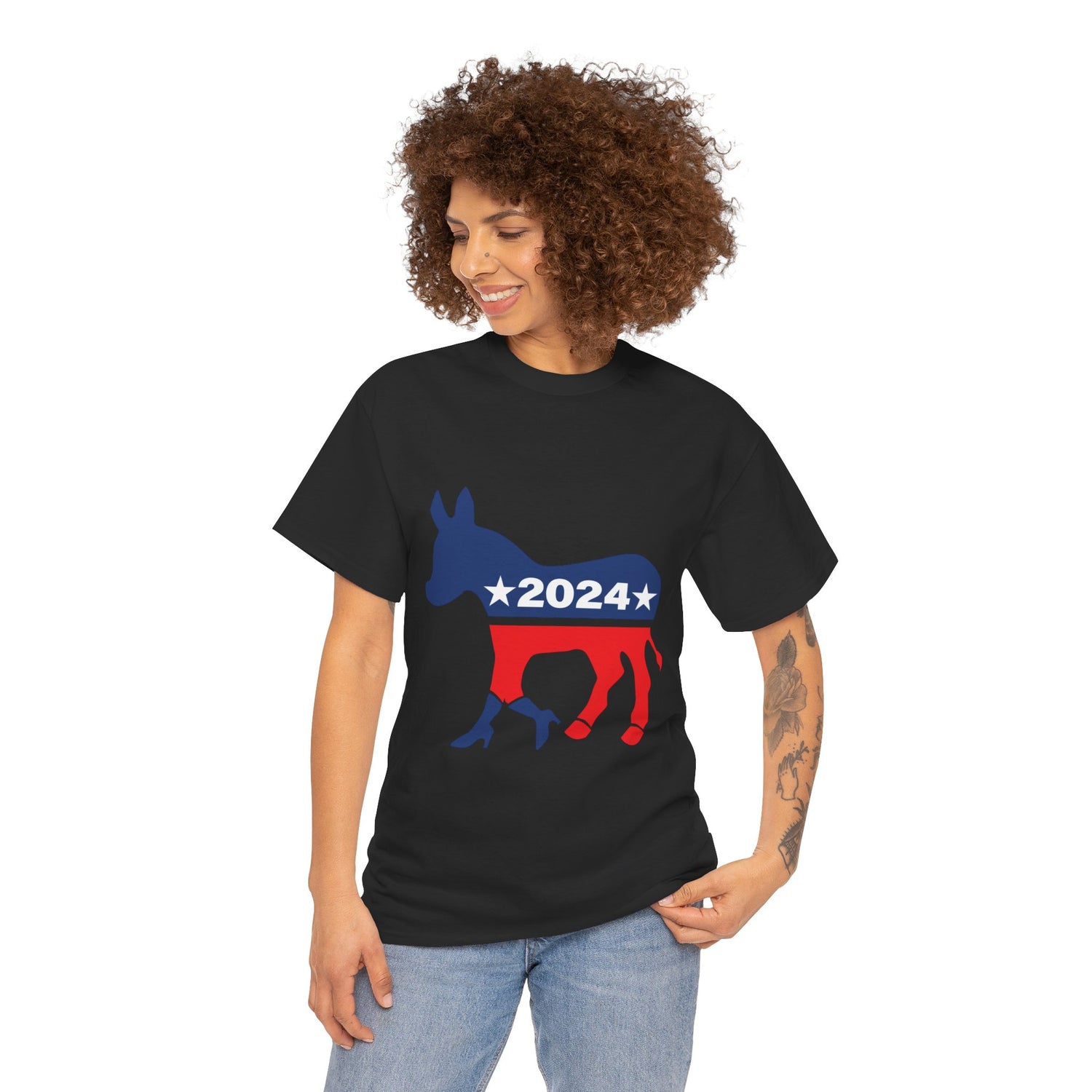 Unisex Heavy Cotton Tee, Harris Walz, Trump, T-shirt, 2 Campaign LOGOS