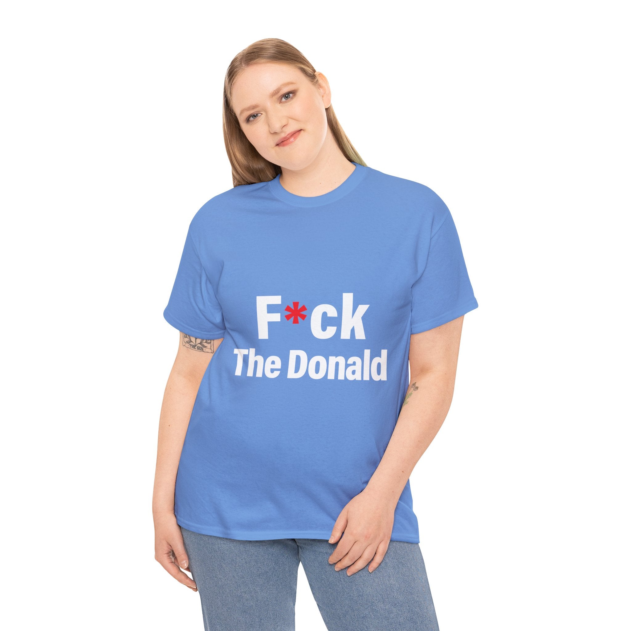 Unisex Heavy Cotton Tee, Harris Walz, Trump, T-shirt, F*ck The Donald