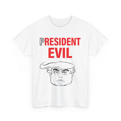 Unisex Heavy Cotton Tee, Harris Walz, President Evil, Trump