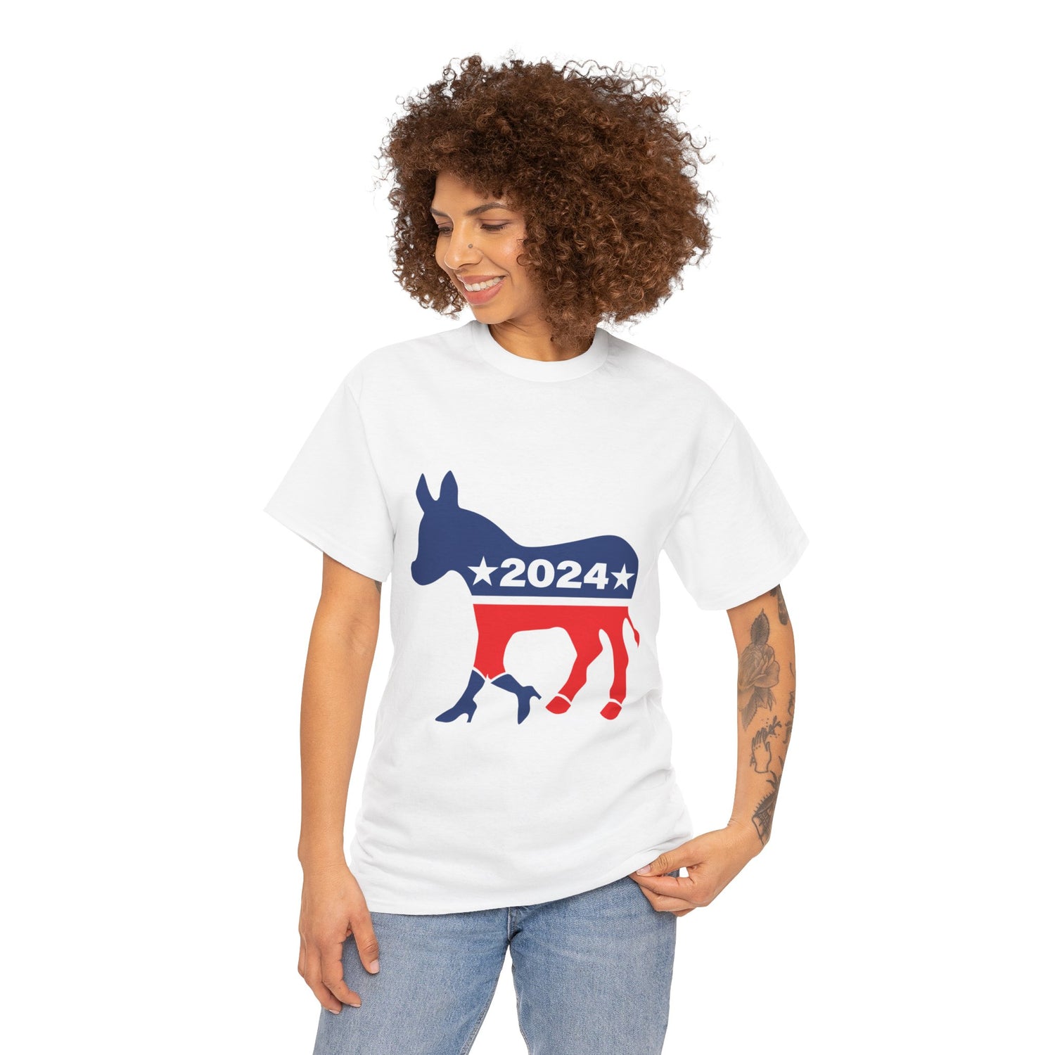 Unisex Heavy Cotton Tee, Harris Walz, Trump, T-shirt, 2 Campaign LOGOS