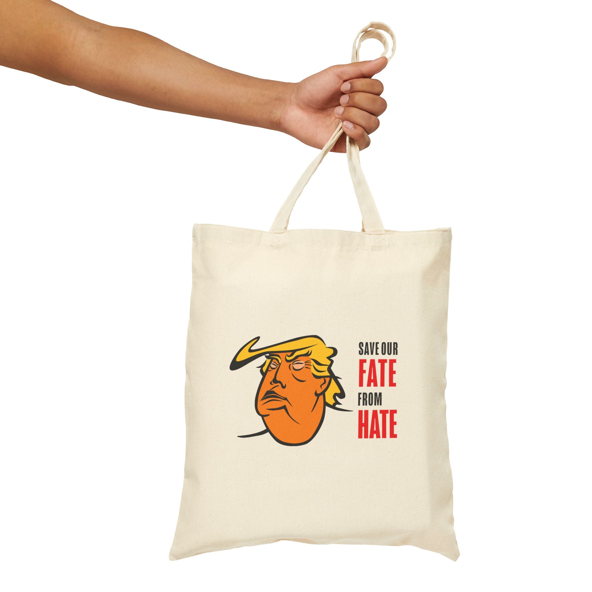 Cotton Canvas Tote Bag TRUMP Save Our Fate From Hate - PEACE SIGN