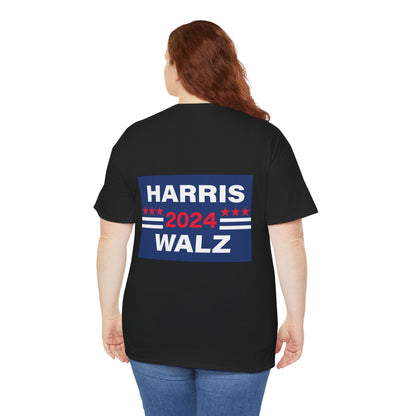 Unisex Heavy Cotton Tee, Harris Walz, Trump, T-shirt, No Wannabe Fascist Dictator