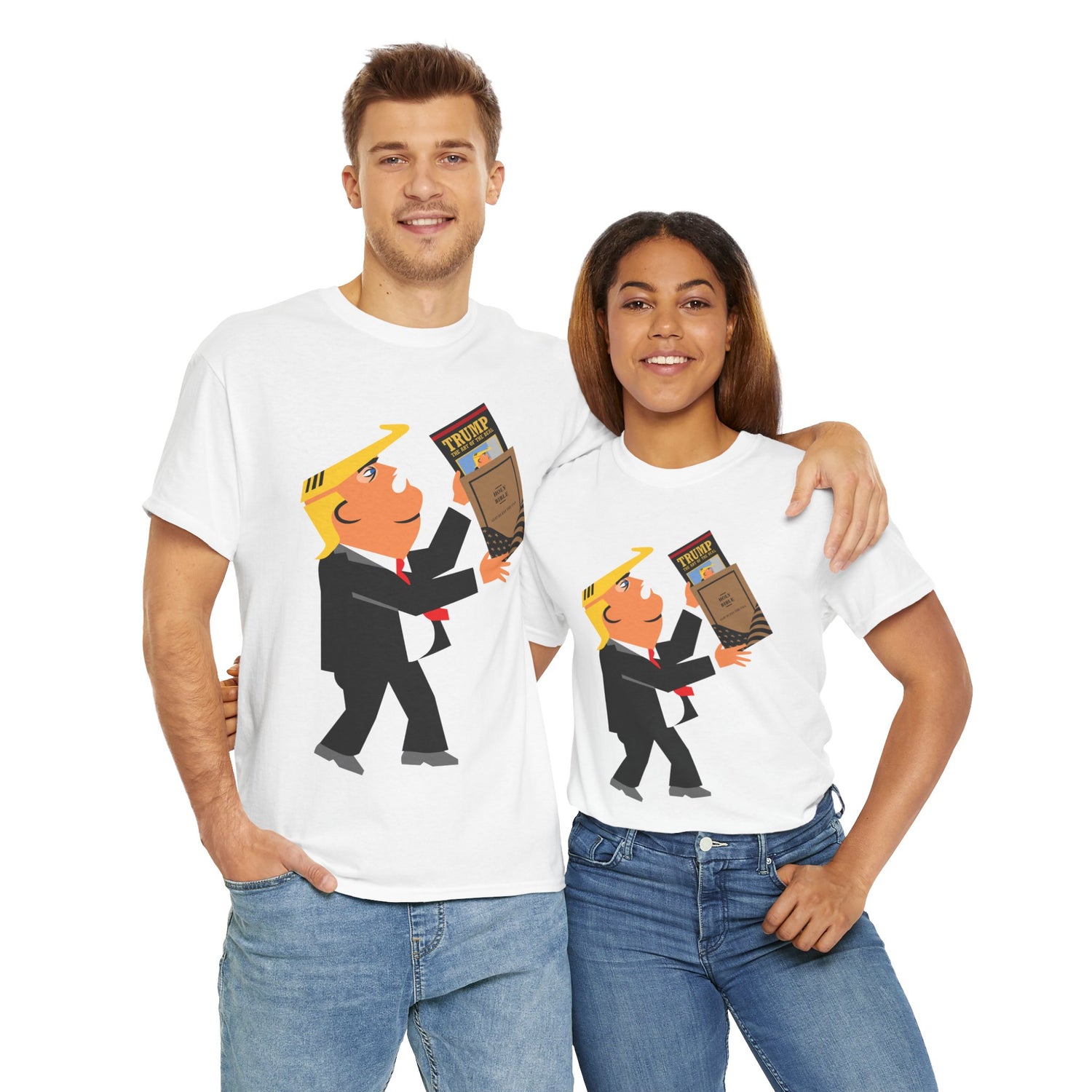 Unisex Heavy Cotton Tee, Harris Walz, Trump, T-shirt, Trump Bible