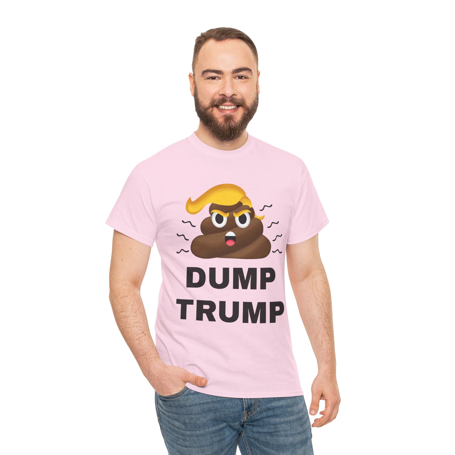 Unisex Heavy Cotton Tee, Harris Walz, Trump, T-shirt, Dump Trump emoji