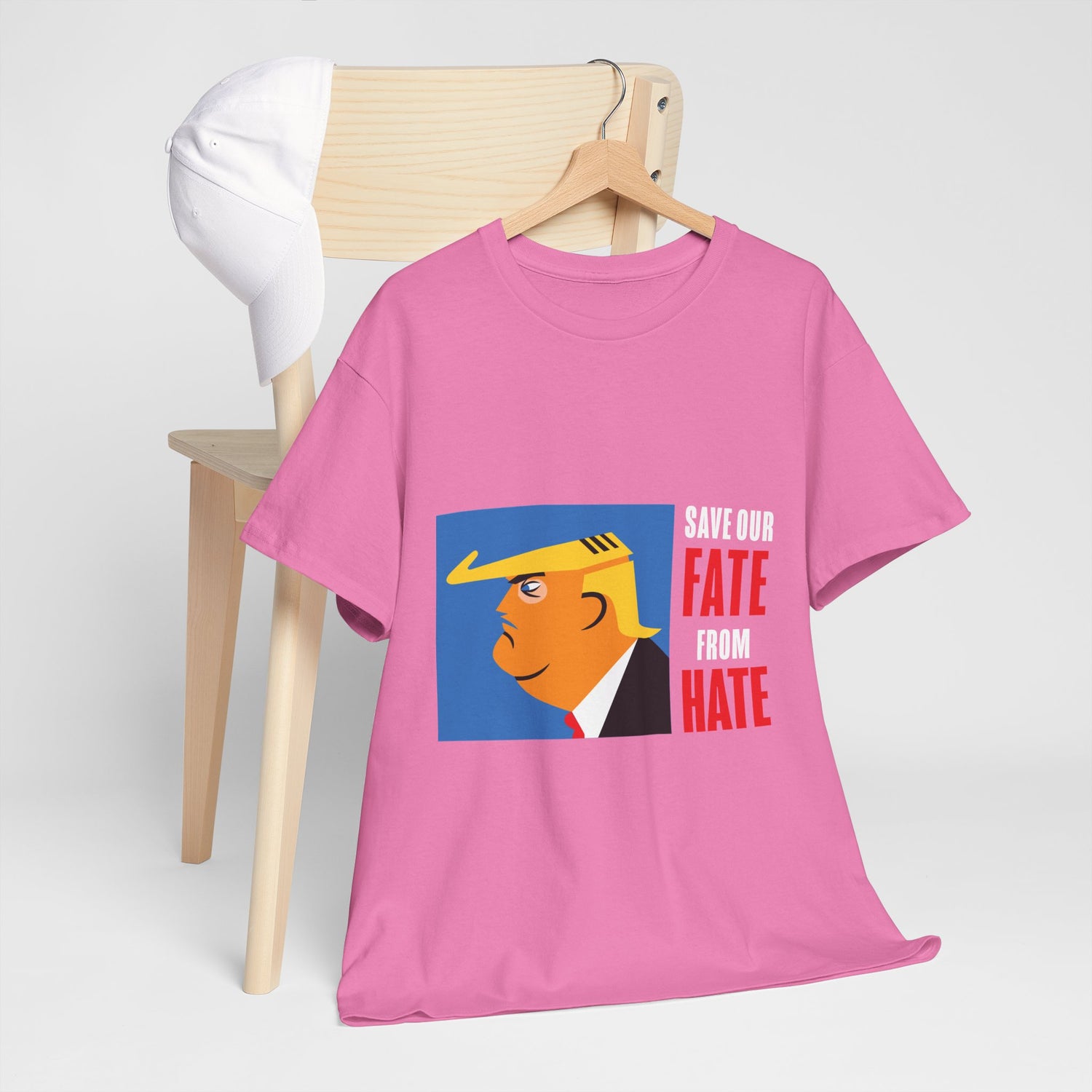 Unisex Heavy Cotton Tee, Harris Walz, Trump, T-shirt, Trump Save Our Fate from Hate