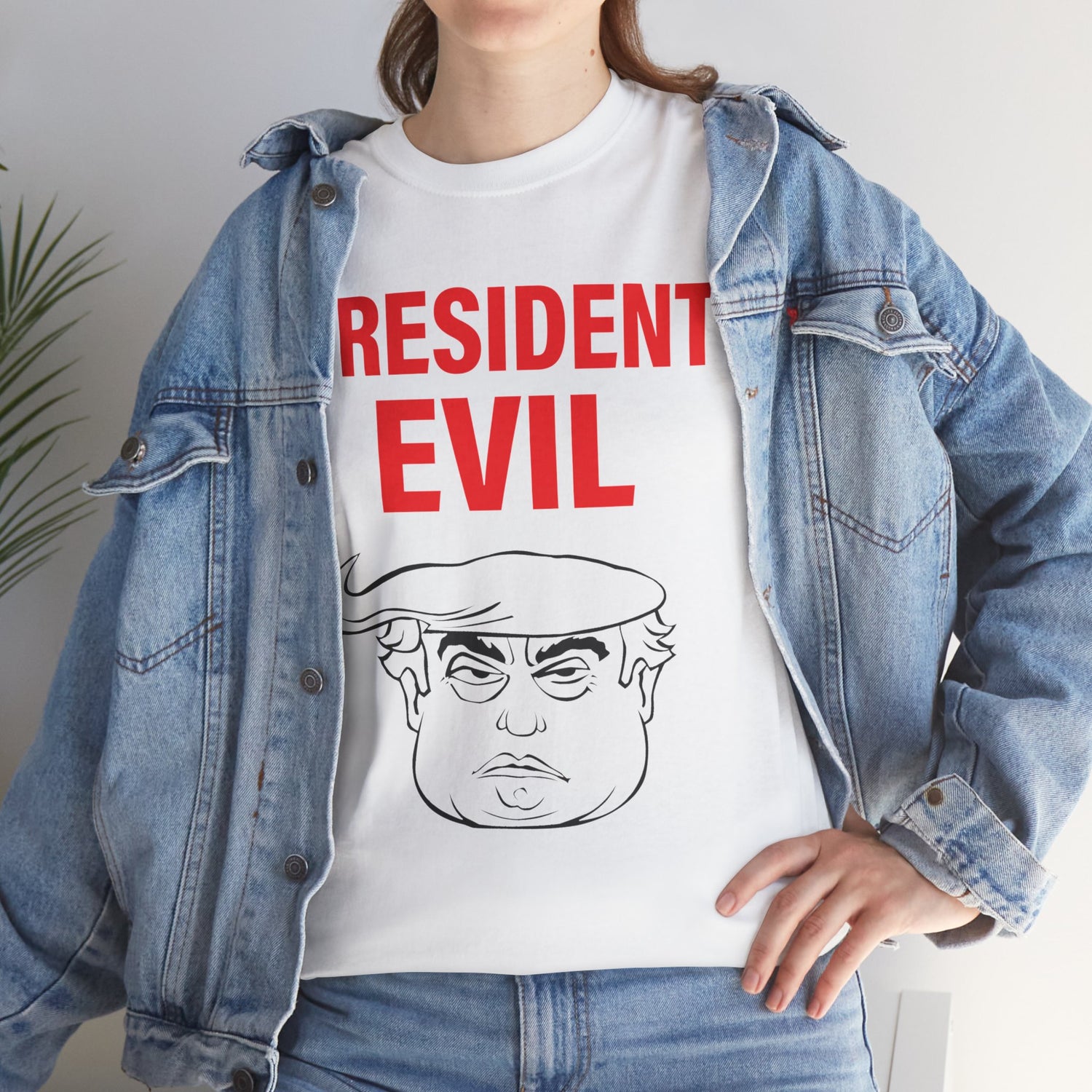 Unisex Heavy Cotton Tee, Harris Walz, President Evil, Trump