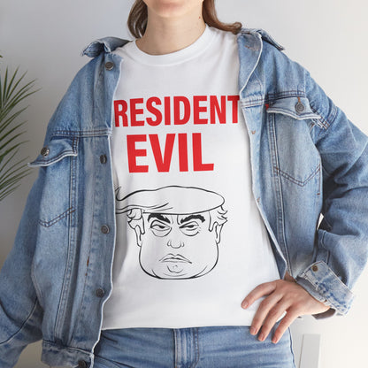 Unisex Heavy Cotton Tee, Harris Walz, President Evil, Trump