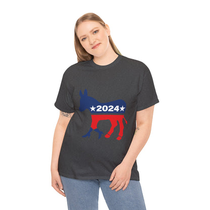 Unisex Heavy Cotton Tee, Harris Walz, Trump, T-shirt, 2 Campaign LOGOS