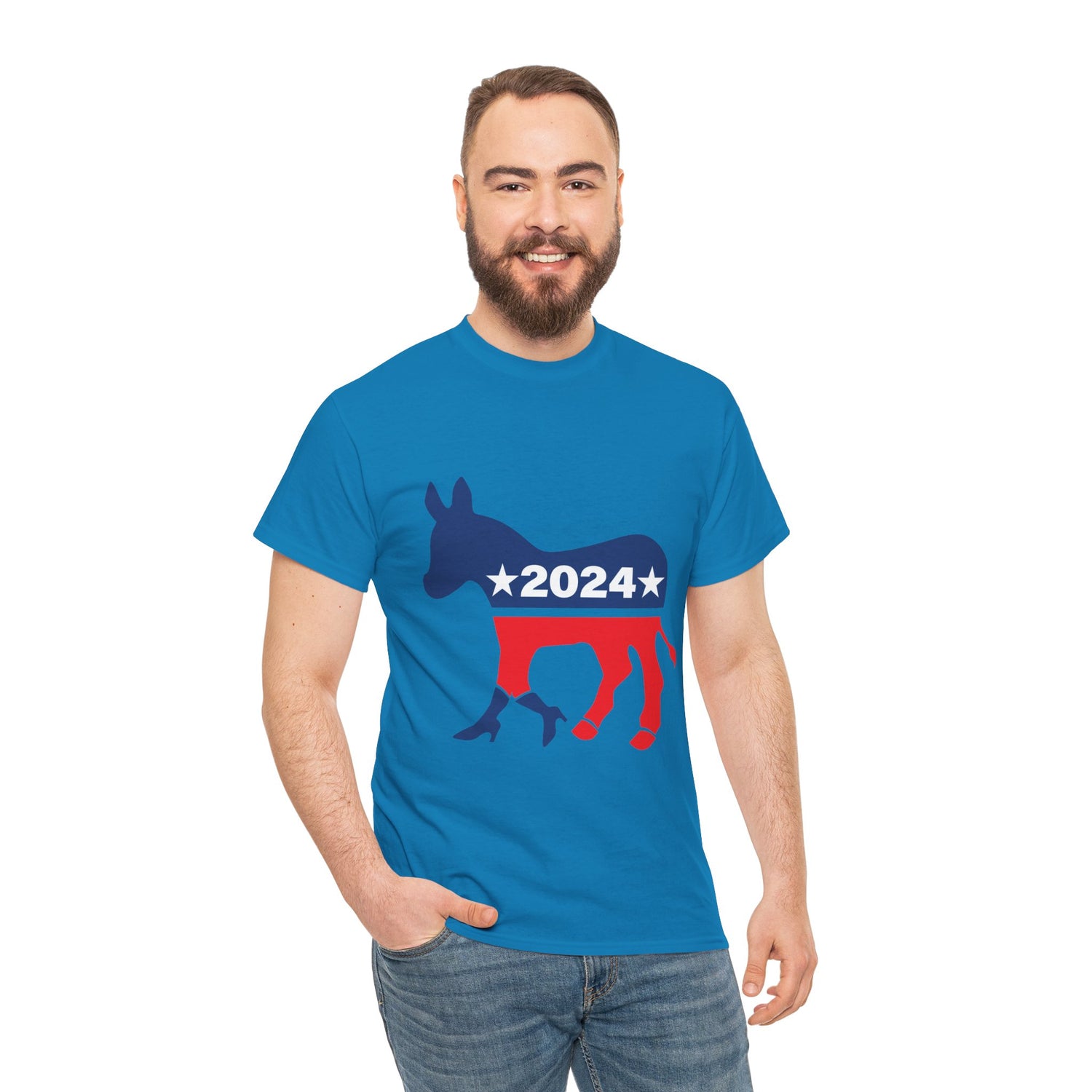 Unisex Heavy Cotton Tee, Harris Walz, Trump, T-shirt, 2 Campaign LOGOS