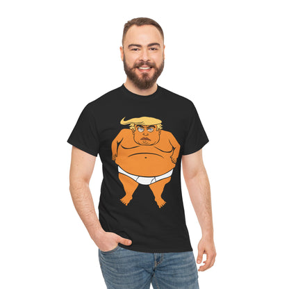 Unisex Heavy Cotton Tee, Harris Walz, Trump, T-shirt, Trump in His Orange Glory