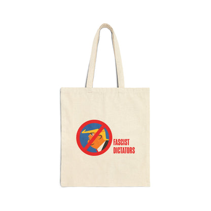 Cotton Canvas Tote Bag - No Fascist Dictators Reverse Peace Sign