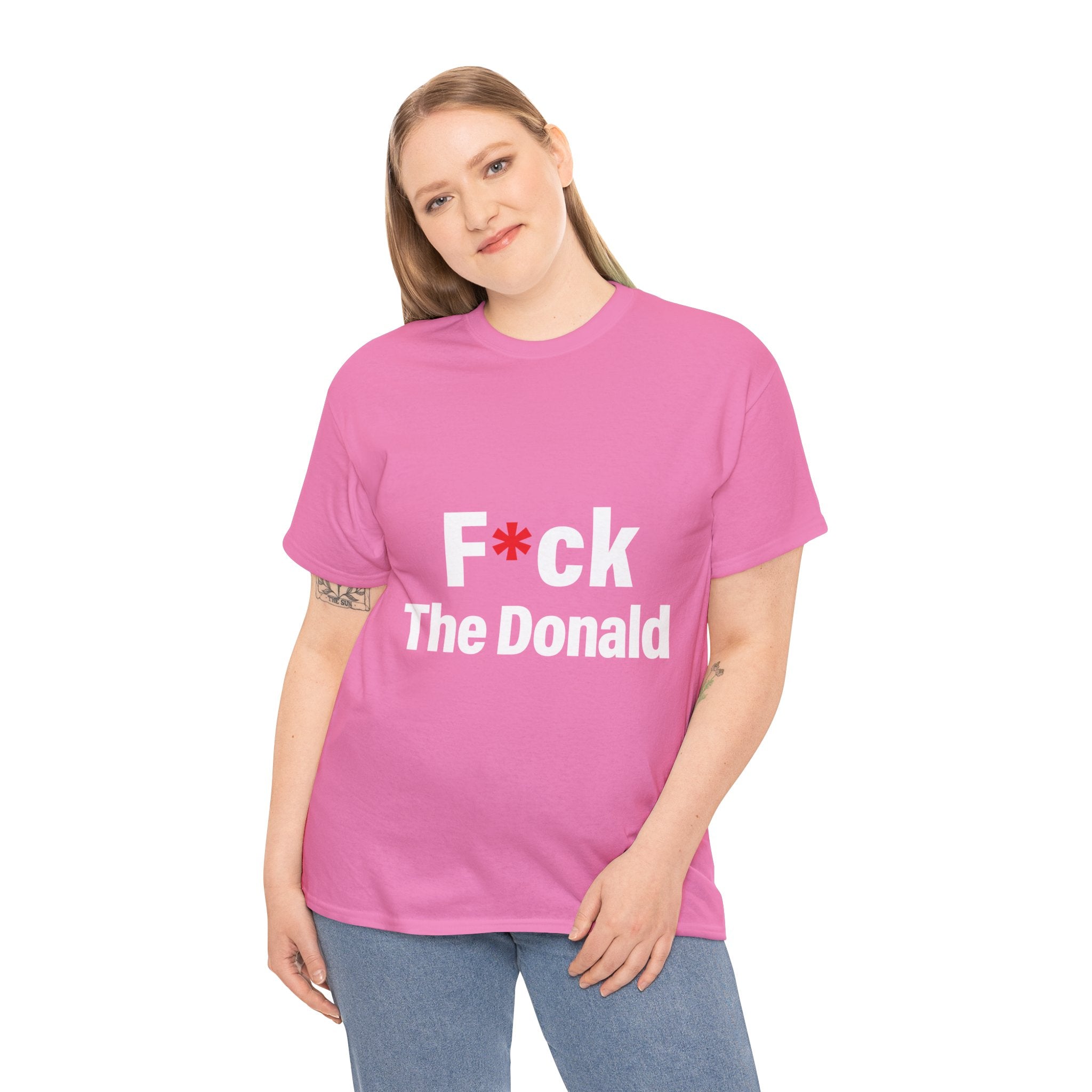 Unisex Heavy Cotton Tee, Harris Walz, Trump, T-shirt, F*ck The Donald