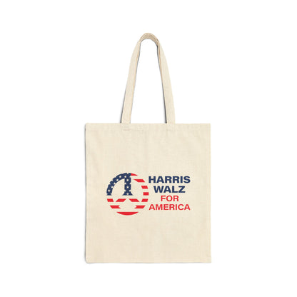 Cotton Canvas Tote Bag -PEACE SIGN Harris Walz