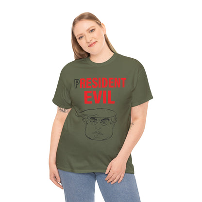 Unisex Heavy Cotton Tee, Harris Walz, Trump, T-shirt, President Evil