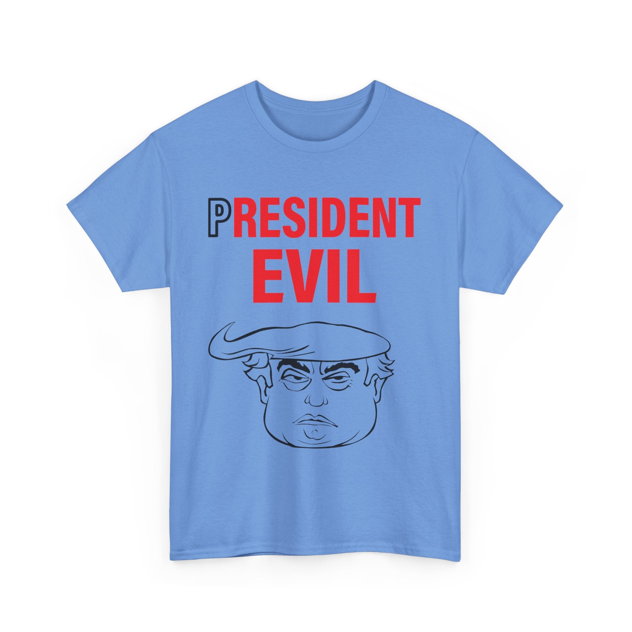 Unisex Heavy Cotton Tee, Harris Walz, President Evil, Trump