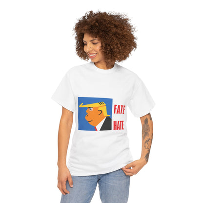 Unisex Heavy Cotton Tee, Harris Walz, Trump, T-shirt, Trump Save Our Fate from Hate