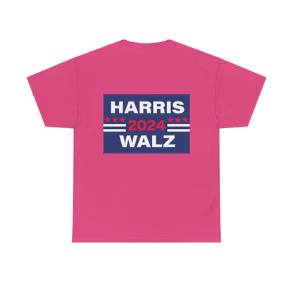 Unisex Heavy Cotton Tee, Harris Walz, Trump, T-shirt, Trump peeing on signs