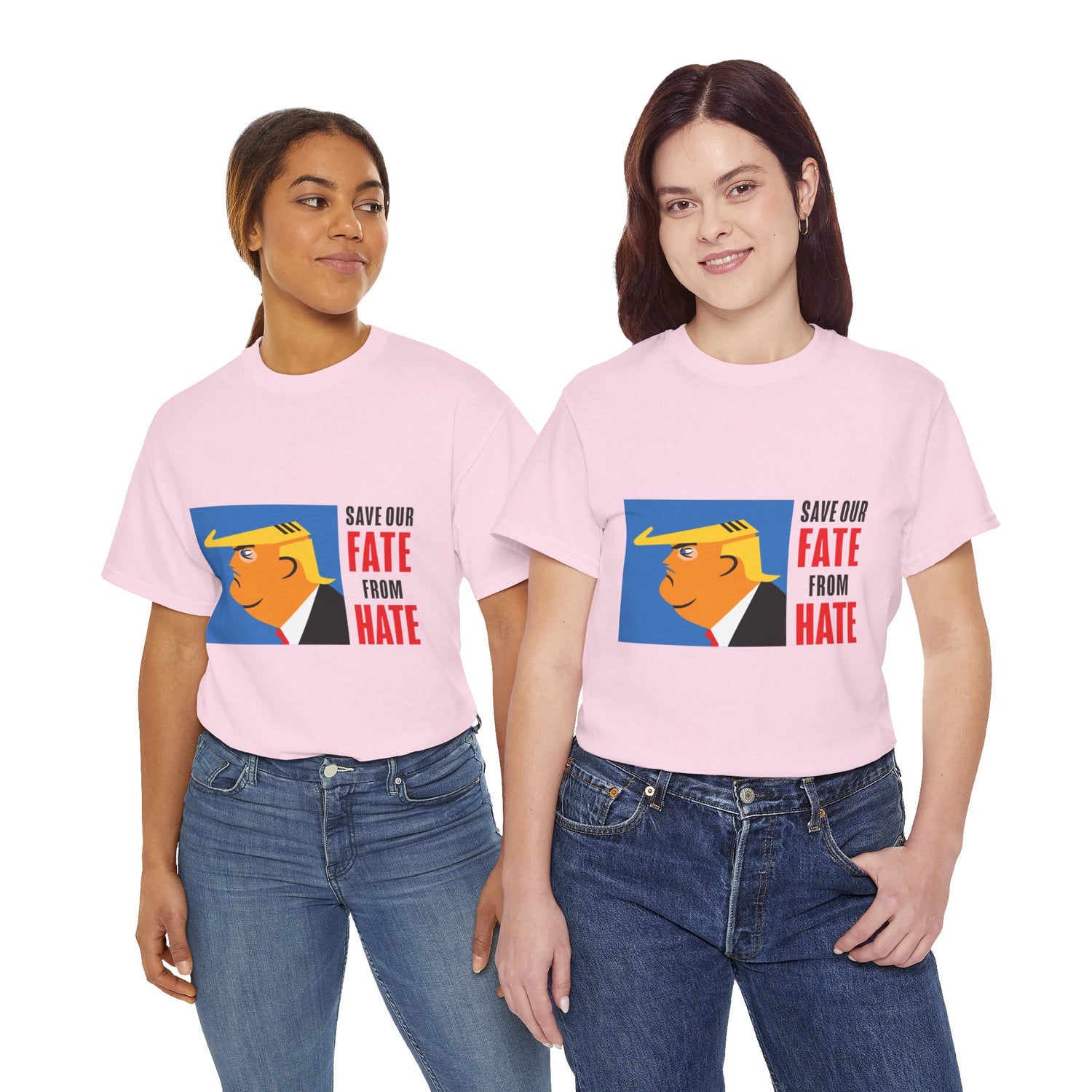 Unisex Heavy Cotton Tee, Harris Walz, Trump, T-shirt, Color Save Our Fate from Hate