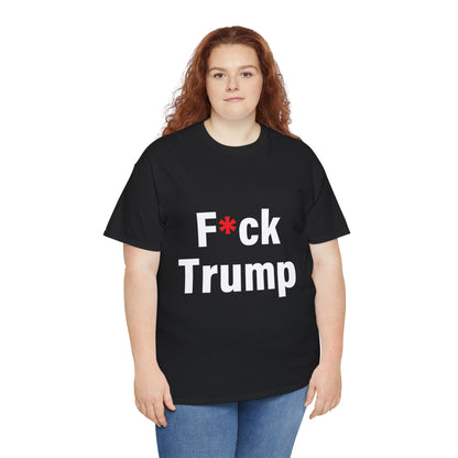 Unisex Heavy Cotton Tee, Harris Walz, Trump, T-shirt, F*ck Trump