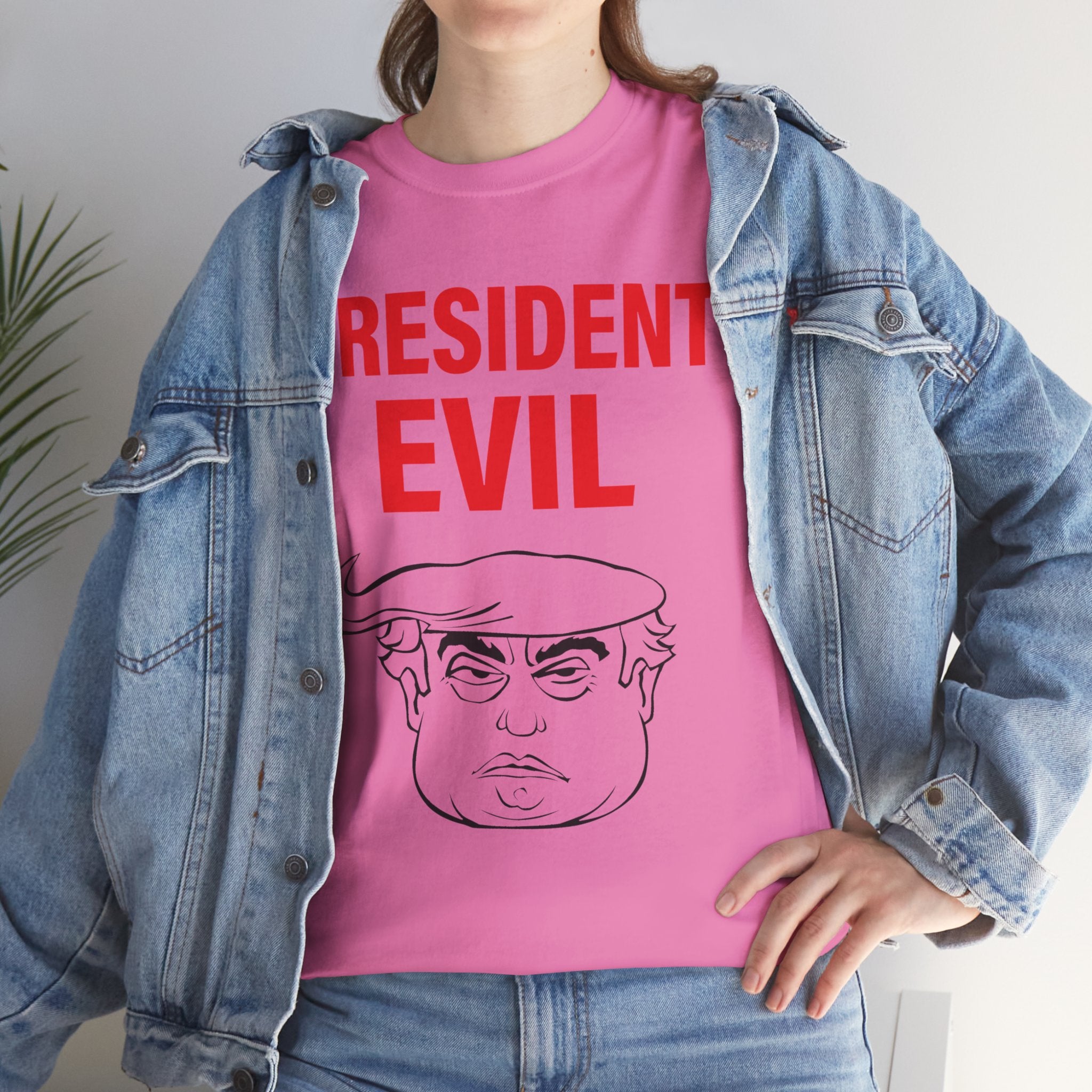 Unisex Heavy Cotton Tee, Harris Walz, President Evil, Trump